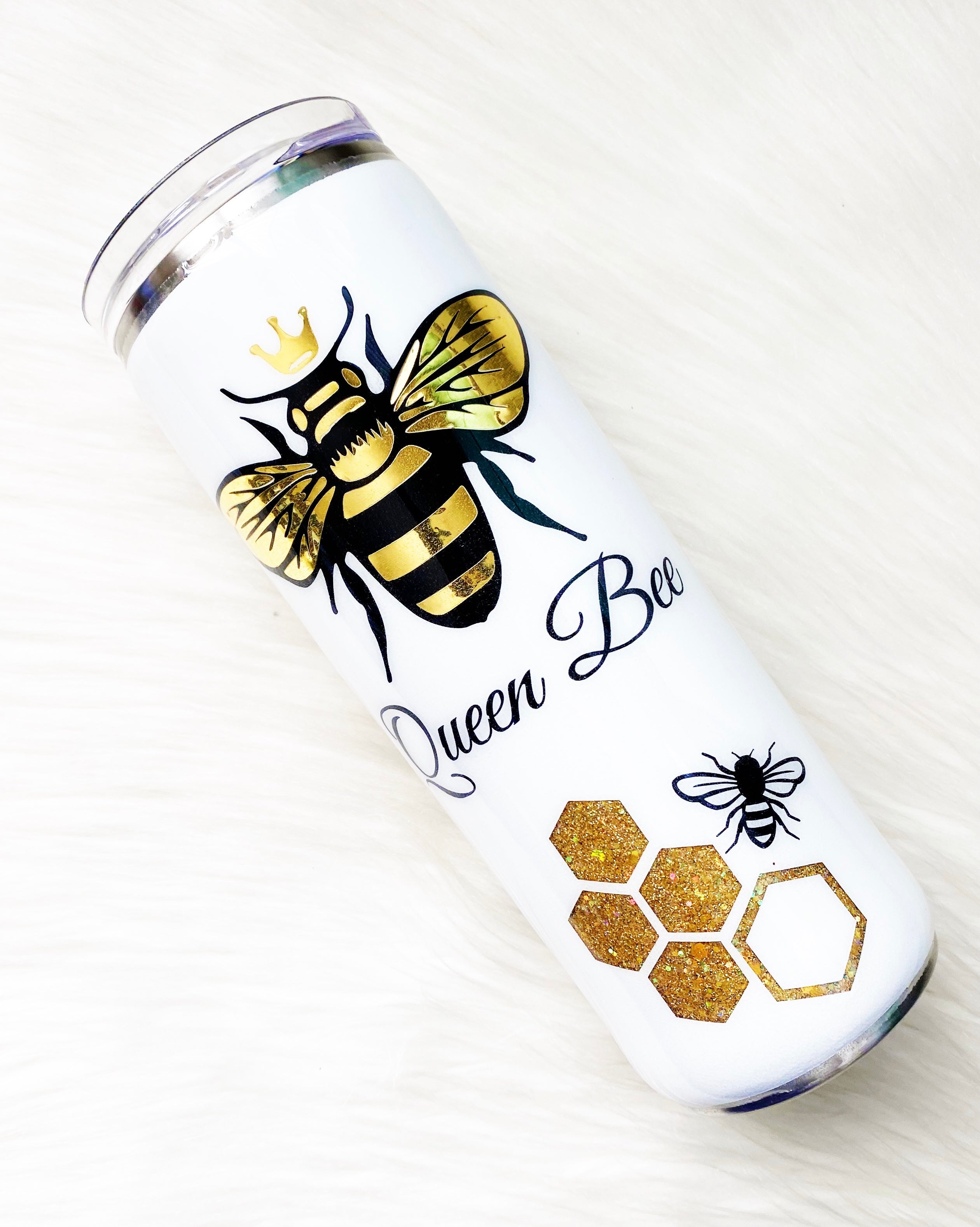 Pink Honeycomb Queen Bee Tumbler W/ Whipped Cream – Yoli's Custom